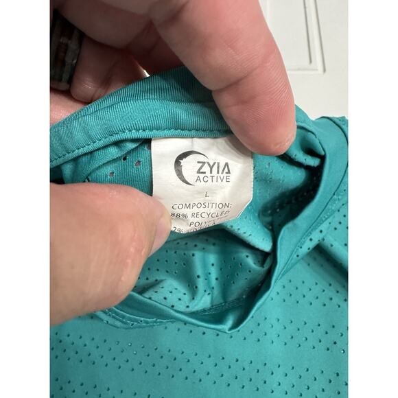 Zyia Active Women's Chill Perforated Long Sleeve T-Shirt Teal Size Large - Picture 3 of 5